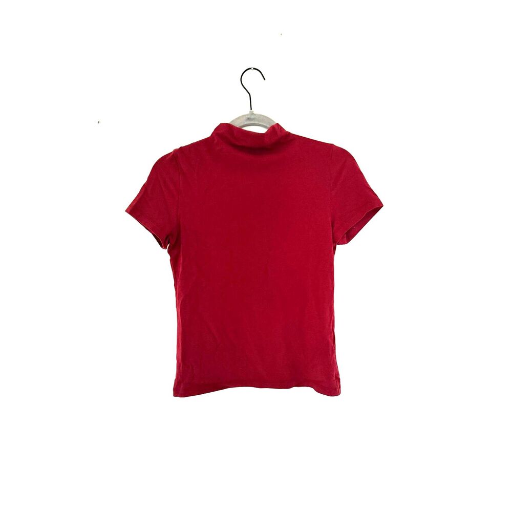 Madewell Burgundy Mock Turtleneck Short Sleeve T Shirt Size M